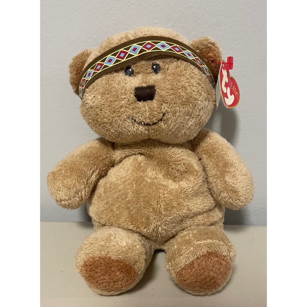 Ty Pluffies Lil Feather Bear Barnes & Noble Exclusive Tan Rare Plush